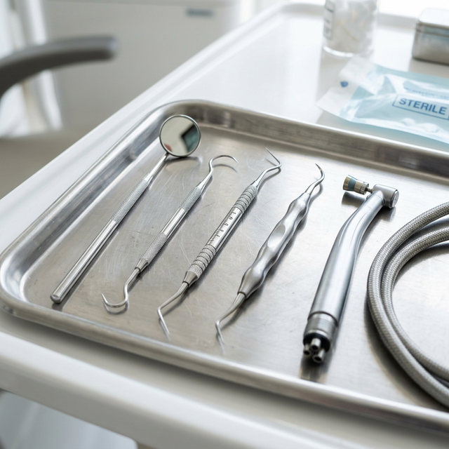 Dentista realizando limpeza e profilaxia nos dentes